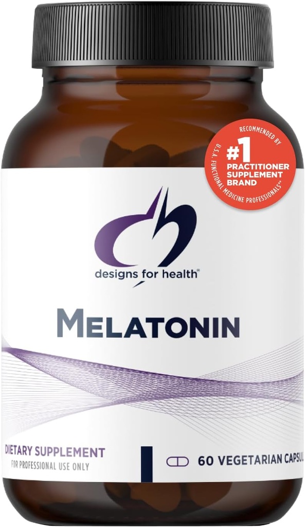 Dizajn pre zdravie Melatonín 3 mg - pre dospelých - Vegetarián + Non-GMO (60 kapsúl)