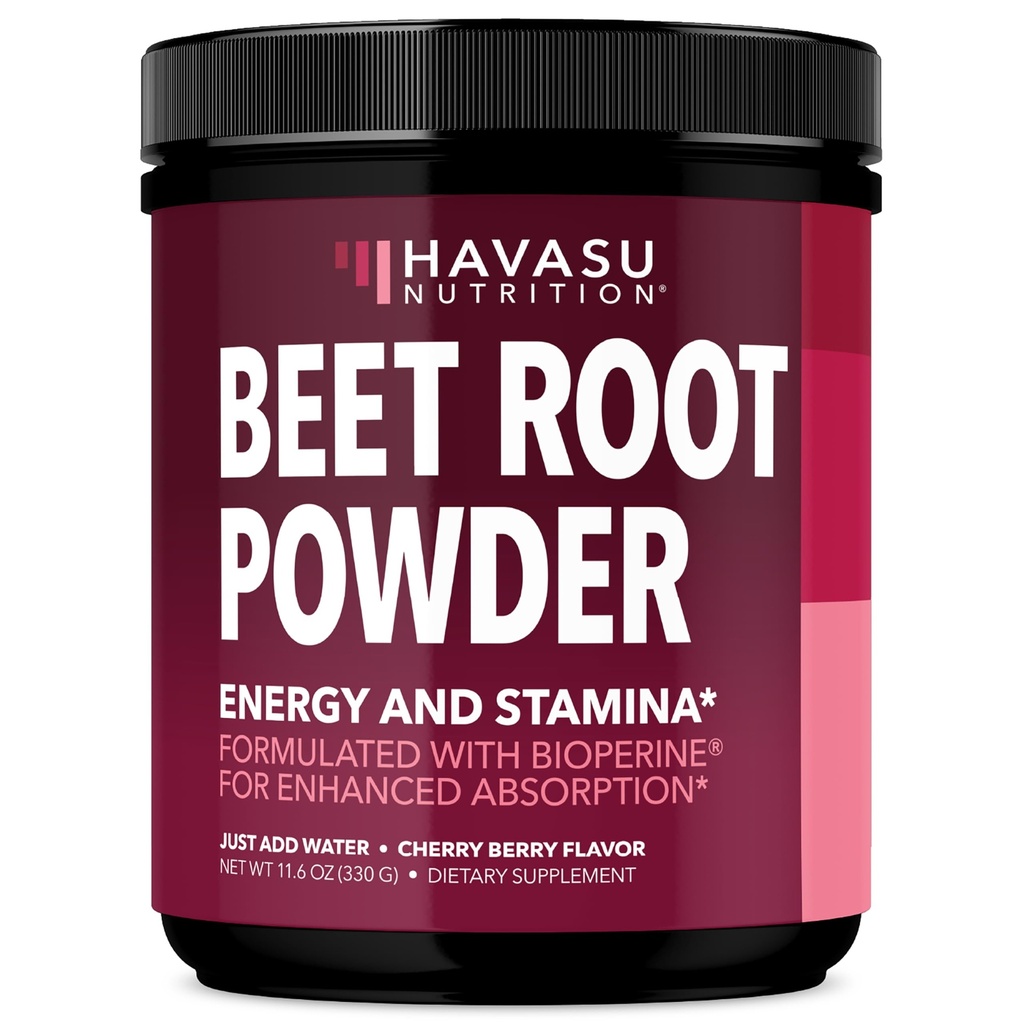 Organická repa koreňový prášok s vitamínom B12 & Coryceps - Oxid dusnatý doplnok - cvikla prášok na energiu a po tréningu zotavenie - Mix s vodou alebo smoothies, Cherry Berry chuť - 30 porcií