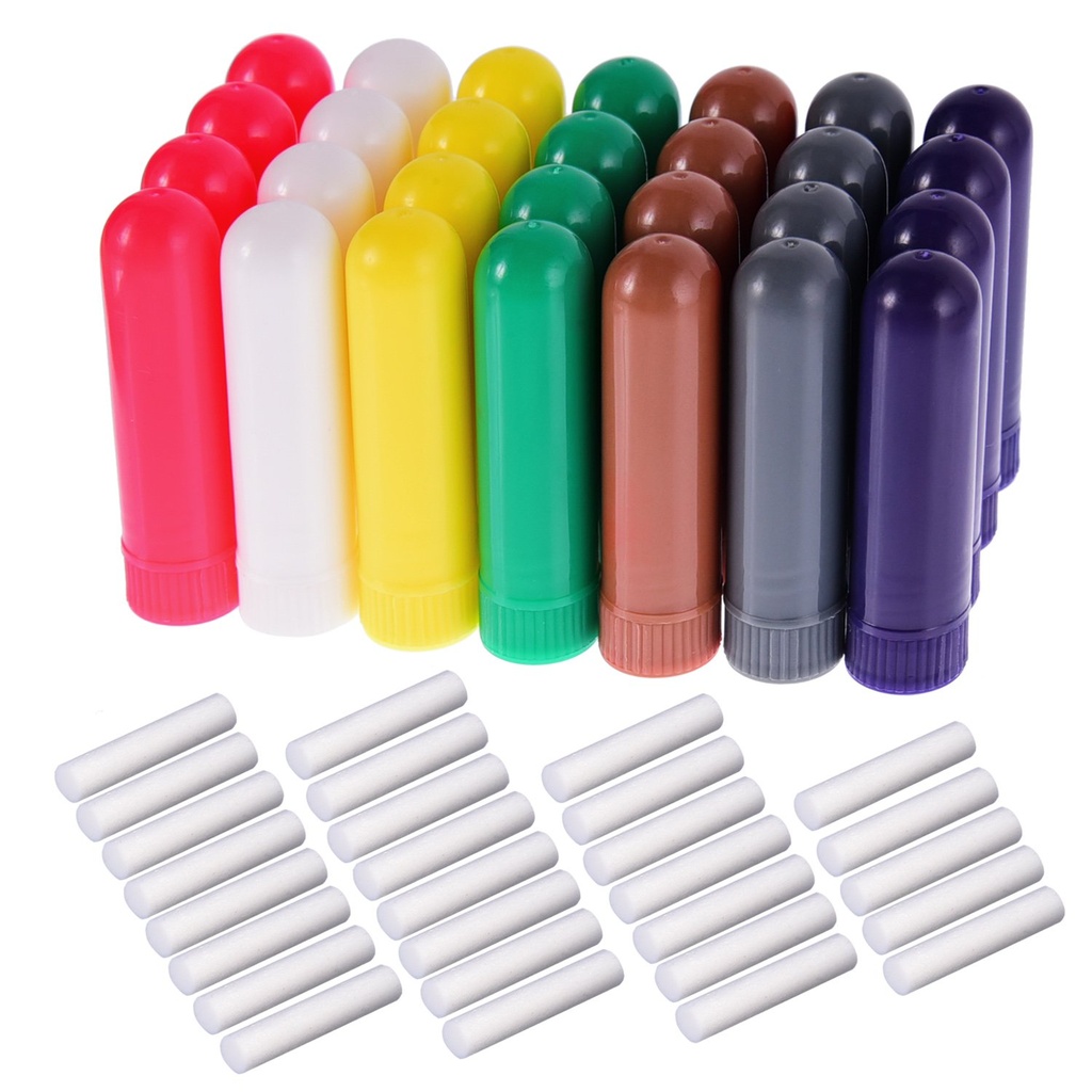 eBoot 28 nastavuje esenciálny olej Aromaterapia Nosové inhalátory Tuby Refillable Inhaler Stick, 7 farieb, s Wicks