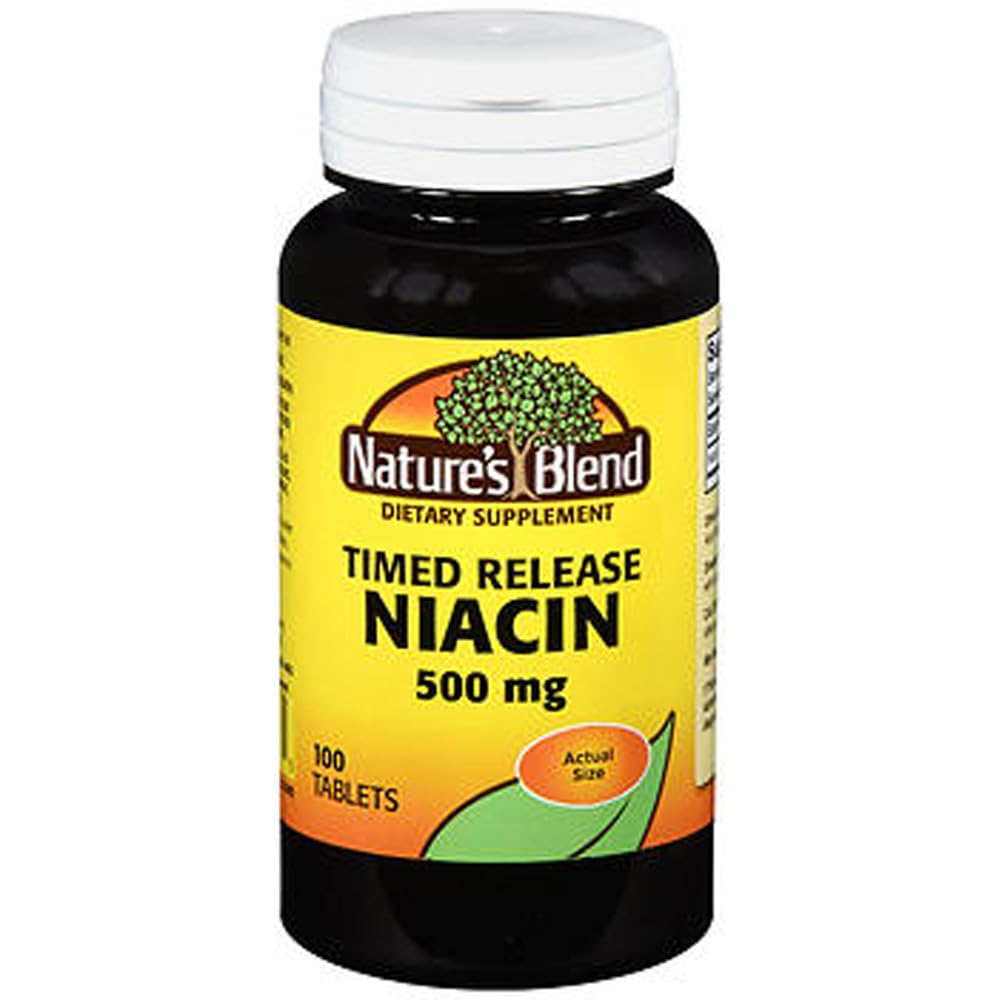 Nature's Blend Niacin Timed Release Tablets, 500 mg, 100 Ct (2 balenia)