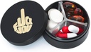 Malá tabletka Prípad 3 Compartments, Metal Round Prenosné pilulky Box, Nepremokavé cestovné pilulky Organizátor, vrecková Purse Medicine Vitamínový držiak EDC Kontajner (čierna s prstom)