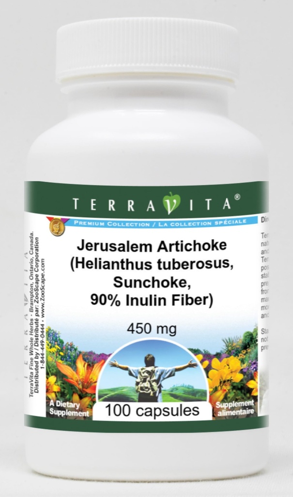 Jerusalem Artičok (Helianthus tuberosus, Sunchoke, 90% Inulin Fiber) - 450 mg (100 kapsúl, ZIN: 570983)