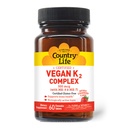 Country Life® Vegan K2-500 mcg, 60 Ct. Žuvacie tablety. Jahodová príchuť - Certified Gluten Free - Certified Vegan by AVA