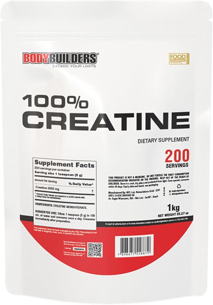 100% Creatin, unflaved, 2,2lb, 200 Servings