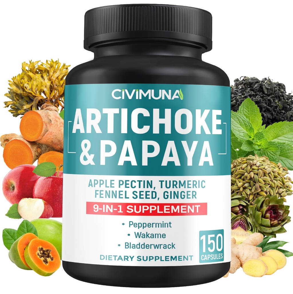 Artičoky Kapsule s Artičoke, Papaya, Apple pektin a ďalšie - 150 Kapsule - od 5 mesiacov Dodávka