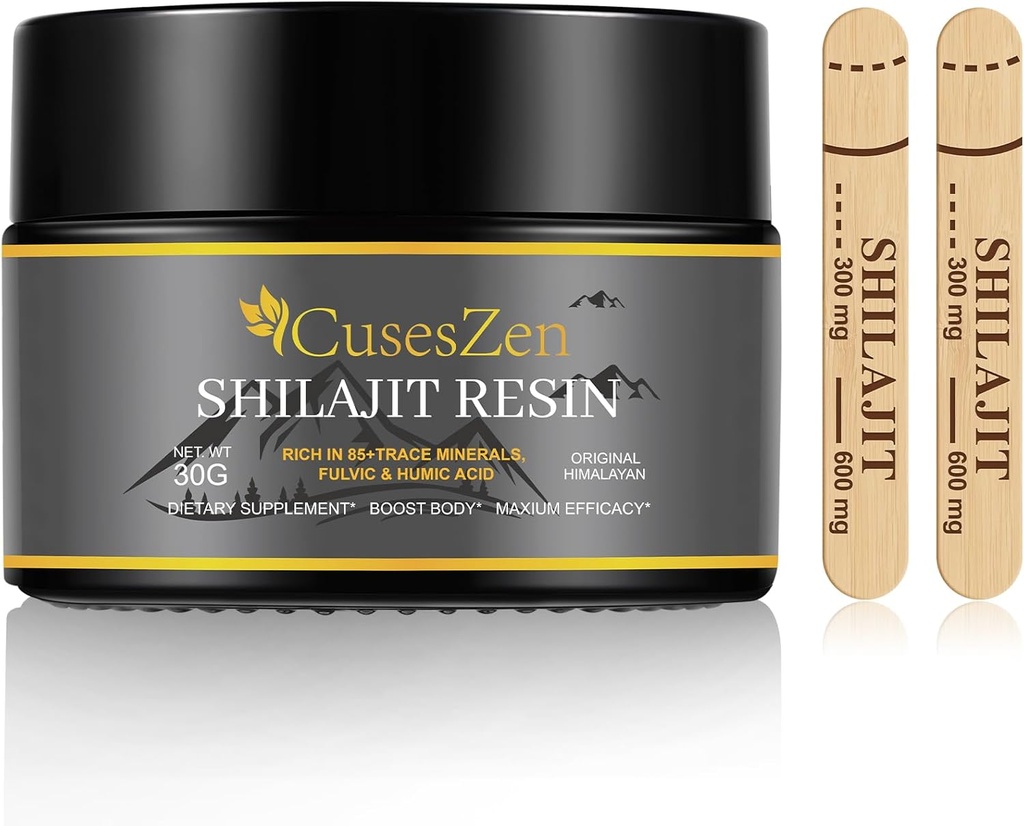 Shilajit Himalayan Organic Shilajit Resin, 600mg Max Strength Natural Organic Shilajit Supplement with Fulvic Acid & 85+ Trace Minerals for Energy, Imunity, Brain Power, 30 Grams (Karamélová ochutená)