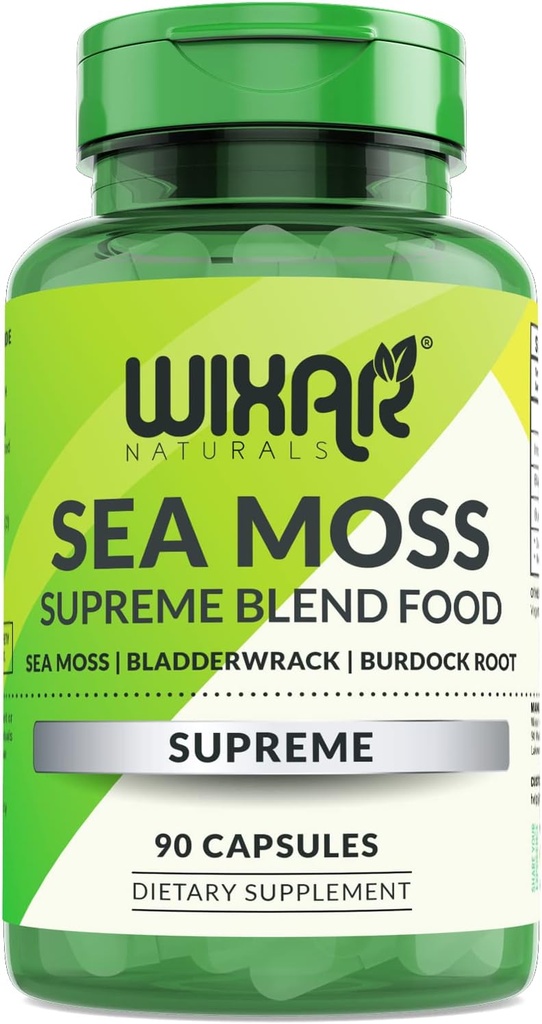 Organické Sea Moss Kapsule - Bladderwrack s Burdock Root Kapsule - Írske Seamoss Pills - Silnejší ako more Moss Gel - Dr Sebi Inspired - Raw Sea Moss Powder - Írsky Moss (90 Caps)