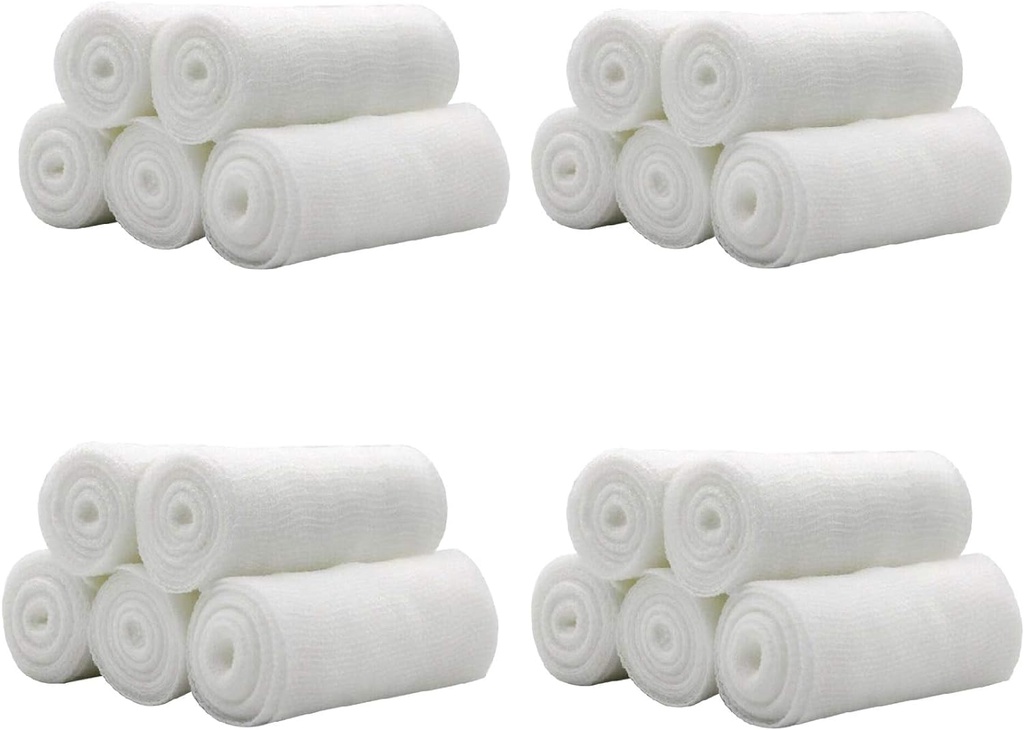 StravovanieBiting 20 roliek 4 palec x 4.92 Yards Valcované Gauze Stretch Bandage/stredná trieda Sterilná prvá pomoc Starostlivosť o ranu Bavlna Ply/Stretched Gauze Bandage Rolls s lekárskym pásom