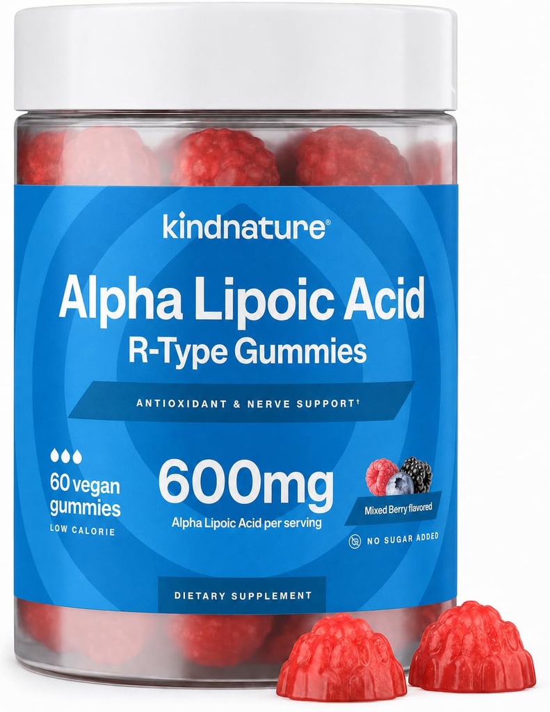typnature Alpha Lipoic Acid Gummies - Neuropatia Doplnky - Vegan, bez cukru, Nízke kalórie 600 mg ALA Supplement - Pure ALA Alpha Lipoic Acid 600 mg pre Antioxidant Nutritional Supplements