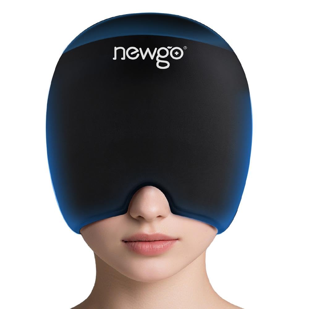 NEWGO Migraine Relief Cap Bolesť hlavy Ice Cap s vrchným pokrytím, Teplá a studená terapia, Migréna Bolesť hlavy Relief Cap pre napätie, Stres a opica
