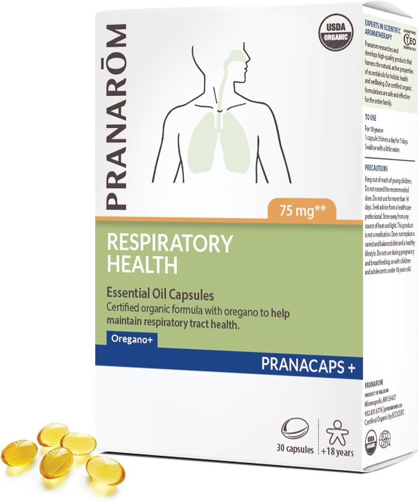 Pranarom - Respiračné zdravie Pranakaps s Oregano a citrónového esenciálneho oleja - 30 Počet