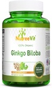NutreeVit 100% Organic Ginkgo Biloba Kapsule - podporuje zdravie mozgu, duševnú výstrahu, cirkuláciu a zvyšuje pamäť - Organické antioxidant - 100 Počet fliaš