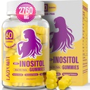 Myo-Inozitol & D-Chiro Inozitol,Inozitol Gummy s vitamínom D3, Magnéziumglycinát, Omega-3, Folát a zinok, Inozitol Supplement Menstrual Cycle for Women-40:1 Ratio-30 Day Supply