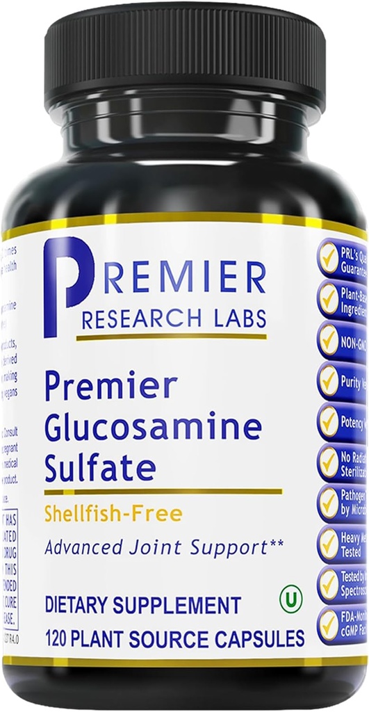 Premier Research Labs Glucosamine Sulphate - Shellfish Free Glucosamine Sulfate Kapsule od Joint Support, Connective Tissue Health, 750 mg Per Serving, Vegan Friendly - 120 Vegetariánske kapsule