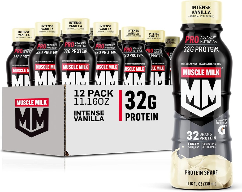 Svalové mlieko Pro Advanced Nutrition Protein Shake, Intenzívna Vanilla, 11.16 Fl Oz (Pack of 12), 32g Protein, 1g Cukor, 16 Vitamíny a minerály, 5g Fiber, Cvičenie Recovery, Energizing Snack, Balenie Máj Vary