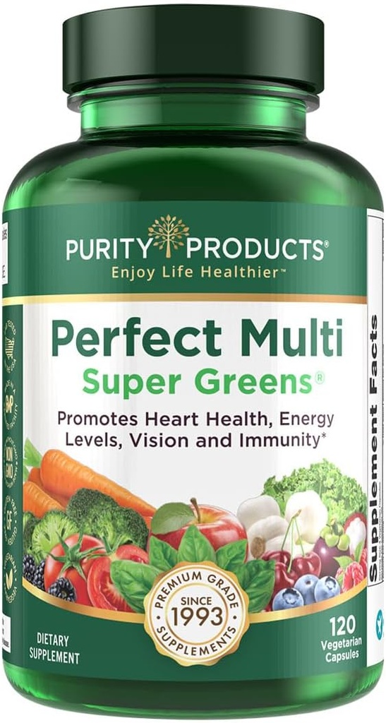 Čistota Produkty Perfektné Multi Super Zelenky Dietary Supplement Health Nutrition, 120 Počet