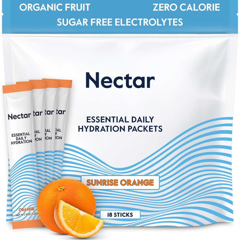 Nektárové hydratačné balíčky - Electrolytes prášok balíčky - bez cukru alebo kalórií - organické ovocie Liquid Daily IV Electrolytes Powder for Dehydration Relief and Rapid Rehydration (Orange 18 Balenie)