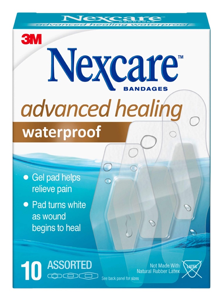 Nexcare Advanced Healing Waterproof Bandáže, Roztriedené veľkosti, 10 Počet