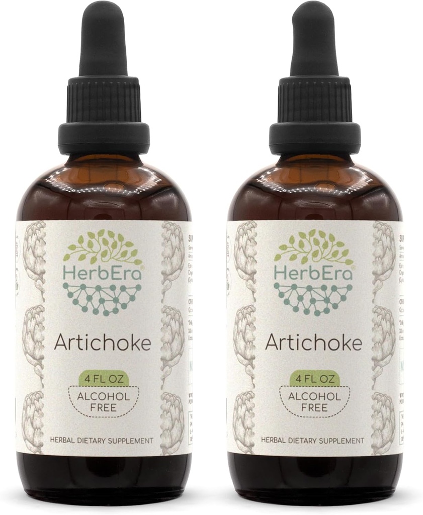HerbEra Artichoke B120 (2ks) Bezalkoholový bylinný extrakt Tinktúra, koncentrované kvapalné kvapky Prírodné artičoky (Cynara scolymus) Sušené Leaf (2x4 fl oz)