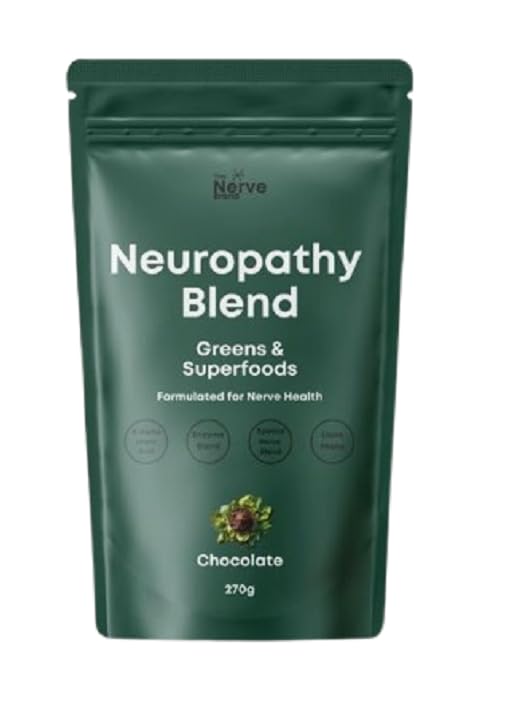 Neuropatia Superfood Blend Greens prášok pre periférnu neuropatiu s 600 mg R Alpha Lipoic Acid - čokoládová chuť