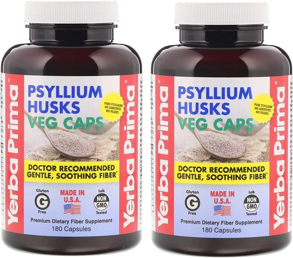 Yerba Prima Psyllium Husks Fiber Veg Caps - 180 (Stoj 2)