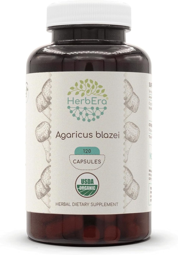 HerbEra Agaricus Blazei USDA Organic 120 Kapsule 