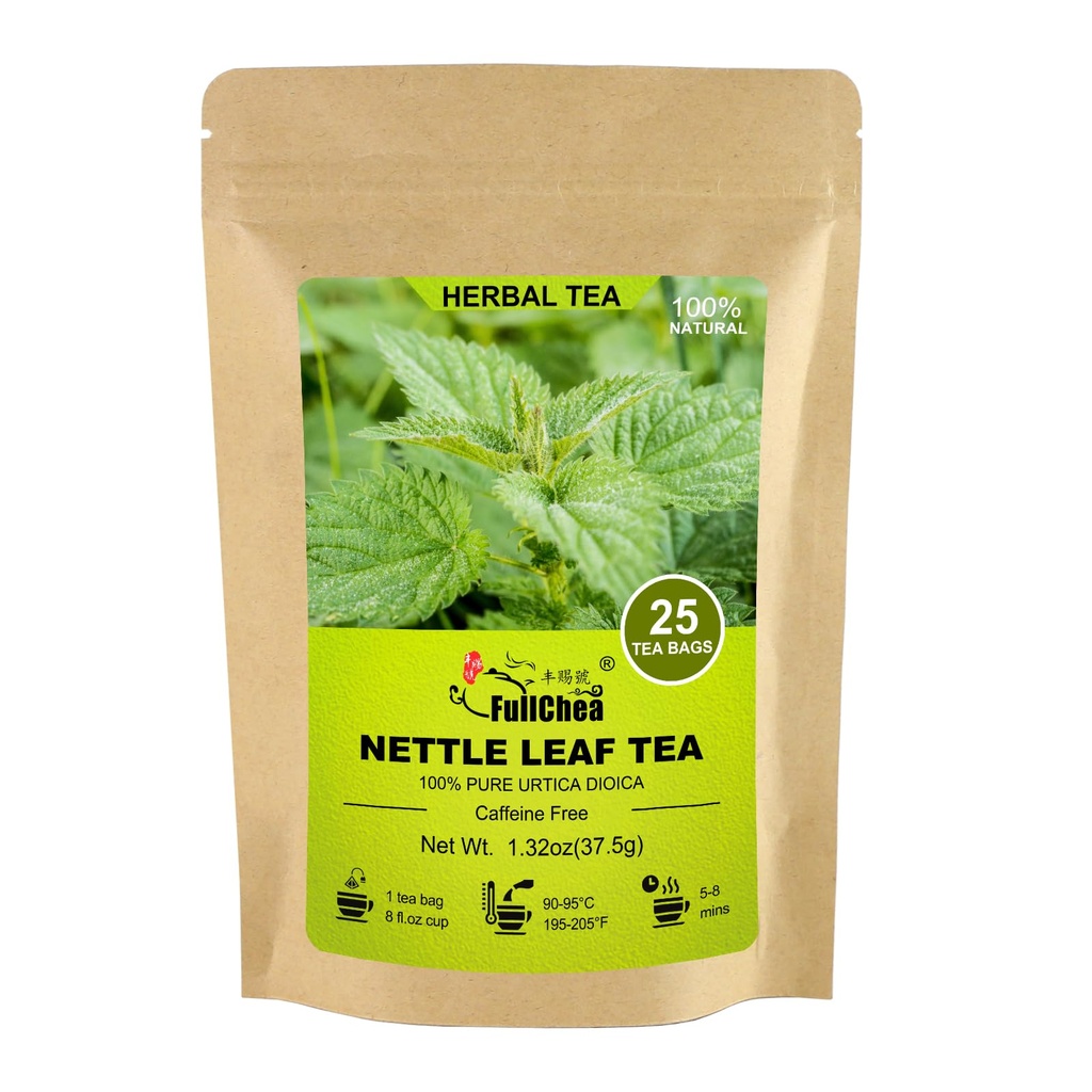 FullChea - Nettle Leaf Tea Bags, 25 Teabags, 1.5g/bag - Prirodzene Stinging Nettle Tea - Podpora zdravie očí a posilnenie kosti