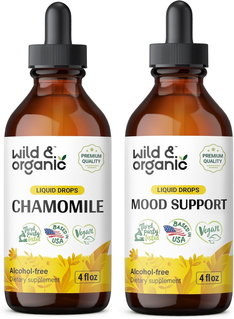 Divoké a organické harmančeky Tincture 4 fl oz & Mood Support Tincture 4 fl oz