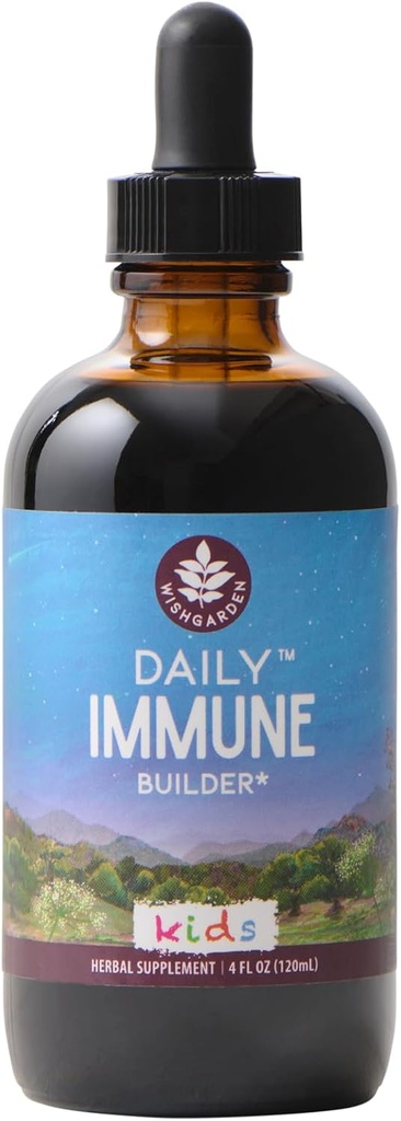 Záhradné byliny Daily Immune for Kids - Denná imunitná podpora Formula pre deti, Herbal Immune Defense & Immune System Booster s čiernymi bazami a Echinacea, Deti Immune Suplement, 4oz