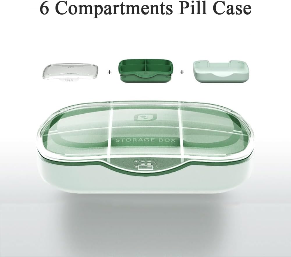 Travel Pill Organizátor Box, 6 Compartment Weekly Medicine Prípad Pripomienka pre Purse Pocket, Daily Pharmacy Container, Medical Holder Dispenser for Fish Oil, Vitamín, Cod Liver Oil, Supplement