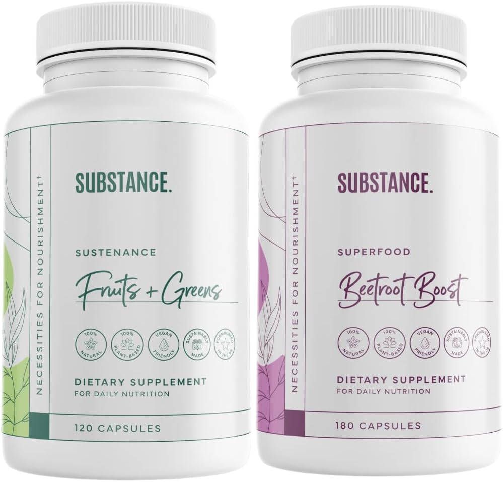 Sacharózu. Bundle: Príroda Sustenance Daily Fruits & Veggies (120 Kapsule) + Cvikla Boost (180 Kapsule) - Prírodná energia Boost & Celková Wellness - US Made, Vegan-Friendly