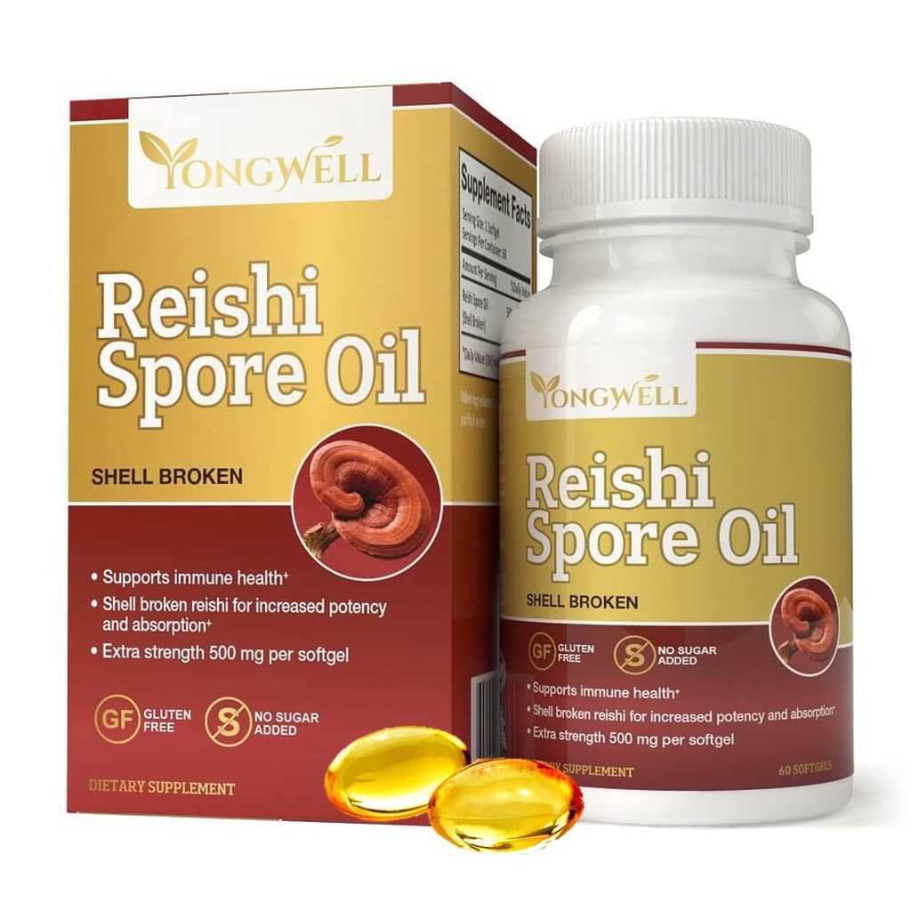 Reishi Spore Oil Shell Zlomená extra sila 500mg (60 Softgels)