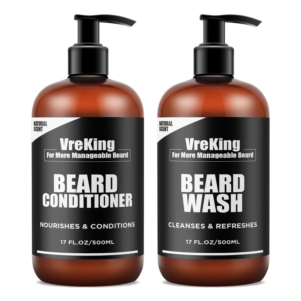 Muži Bradavice umývanie a brada kondicionér Bundle Set pre mužov, tvár a brada šampón a kondicionér Set pre mužov w/Biotín Rast vlasov Formula lupín, darčeky pre mužov, 500ml*2