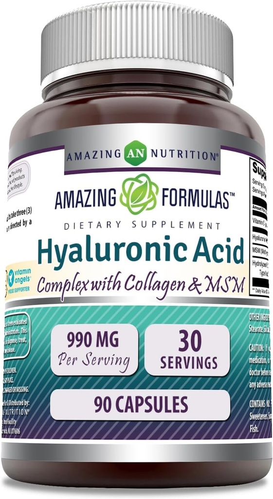 Amazing Formules Hyaluronic Acid Super Complex s MSM, kolagén typu I & III, a vitamín C 