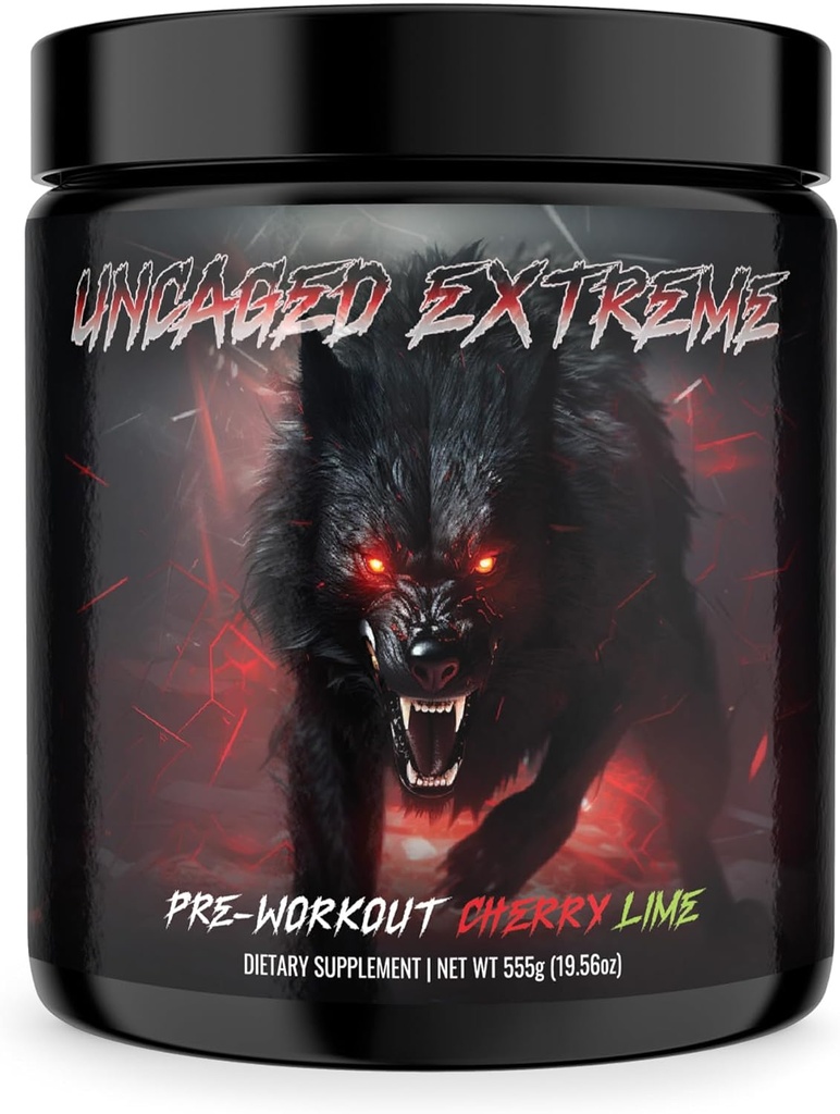 Uncaged Extreme Pre-Workout Powder - Extreme Energy, Focus, Oxid dusnatý a svalová pumpa - Extreme Formula s L-Citrulín, Beta-Alanine, Rhodiola Rosea - 30 Servings - 1.22 Libra - čerešňová limetka