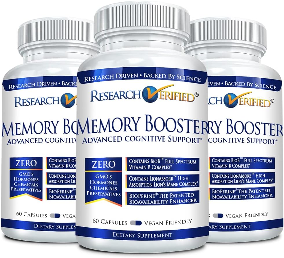 Výskum Overený pamäťový posilňovač - Nootropic Supplement - Posilnenie kognitívne a pamäťové - Leví Mane, Ginkgo Biloba, BioPerine - 3 mesiace Supply - Non-GMO - Made in The USA