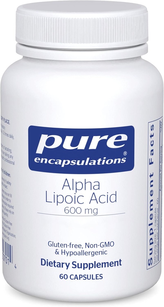 Pure Encapsulations Alpha Lipoic Acid 600 mg - ALA Supplement for Liver Support, Antioxidanty, Nerve Health, Cardiovary Health & Carbohydrát Support - Premium Alpha Lipoic Acid - 60 Kapsule