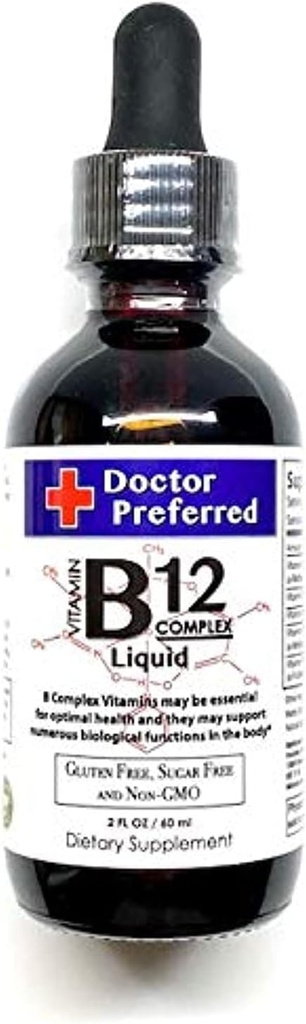 Vitamín B12 komplex Tekuté sublingválne kvapky Rýchla absorpcia B2, B3, B5, B6 a B12. 2 fl oz - 60 dní