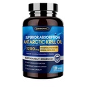 Krill Oil 1200 mg Omega 3 Supplement, Krill Omega 3 s vysokou absorpciou EPA, DHA, astaxantín a fosfolipidy, podporuje srdce a spoločné zdravie, žiadna rybia dochuť - 120 Softgels (60 Servings)