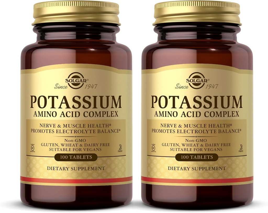 Solgar Draslík Amino Acid Complex - 100 tabliet, Balenie po 2 - Podporuje elektrolytovej bilancie - non-GMO, Vegan, Gluten Free, Dairy Free, Kosher - 200 celkové služby