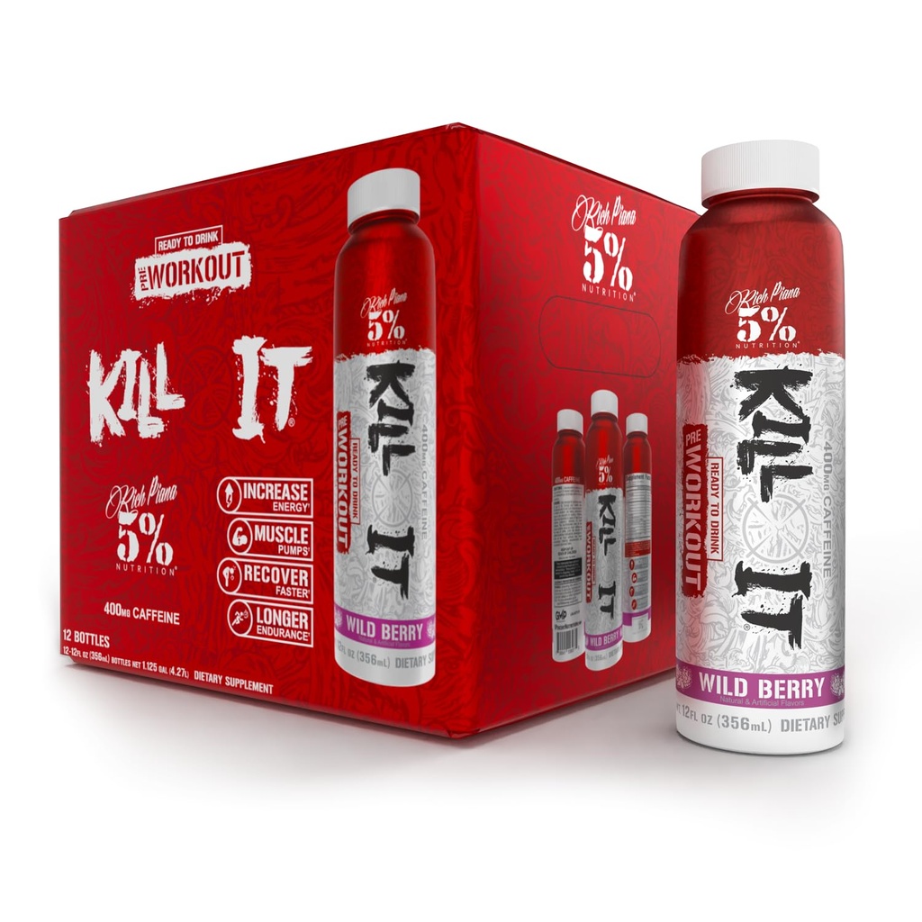 5% Nutrition Kill It Ready-to-Drink High Stim Pred tréningom 400mg Kofeín Energy Drink 