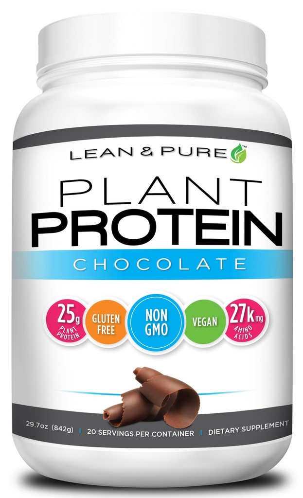 Lean & Pure Plant Protein, 25g Bielkoviny, Non GMO, Vegan, Gluten Free. Nízke Karb, 842g, Čokoláda