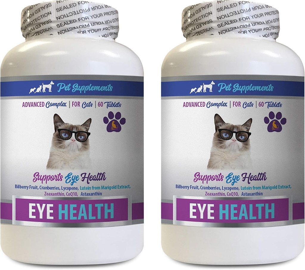 mačka zrak doplnok - mačky oko zdravotný komplex - Advanced Formula pre oči - Immune Boost - čučoriedka pre mačky - 2 fľaše (120 tabliet)