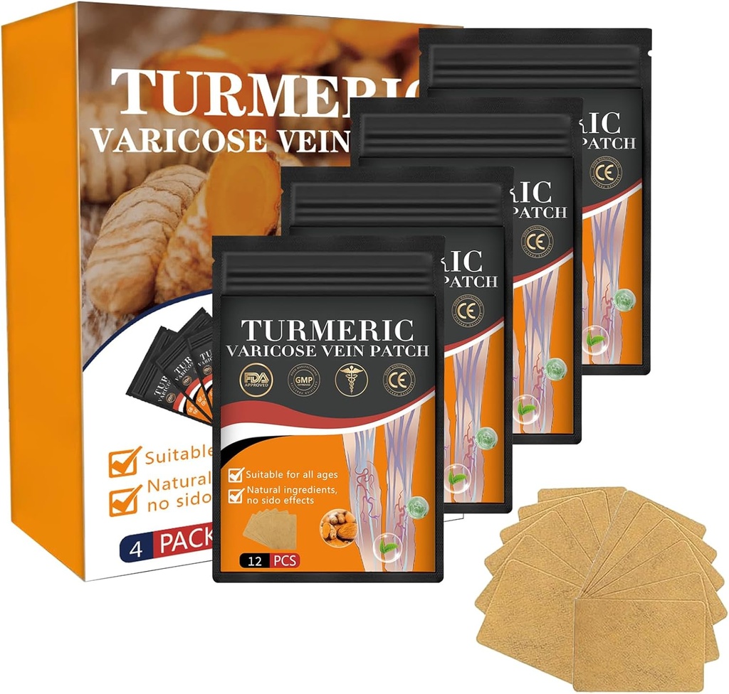 Kurkuma Varicose Veins Liečba pre nohy Patch, prirodzene uľaví Varicose Veins v nohách a pavúkoch (1 Boxy 48 PCS)
