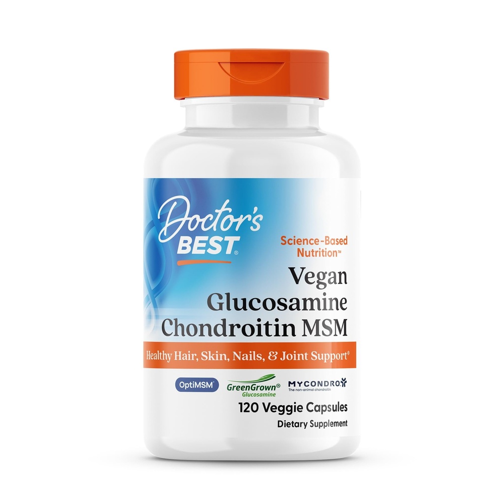 Lekári BEST Vegán Glukozamín Chondroitin MSM, zdravé vlasy, koža, nechty, & Joint Support, non-GMO, Gluten Free, Soy Free, Vegan 120 Veggie Kapsule