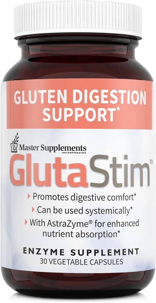 Master Doplnky GlutaStim - 30 Rastlinné kapsule - Gluten Digestion Support - Poskytuje podporu pri trávení + Gas & Bloating Relief - Vegan, Gluten Free - 30 Servings