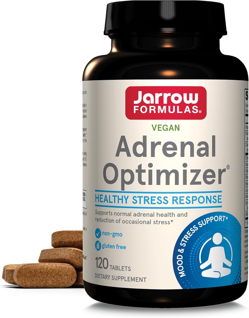 Jarrow Formula Adrenal Optimizer - 120 tabliet - podporuje adrenálne zdravie, obnovenie a zníženie stresu - kombinácia 11 Nutrients & Nutraceuticals - 60 Servings