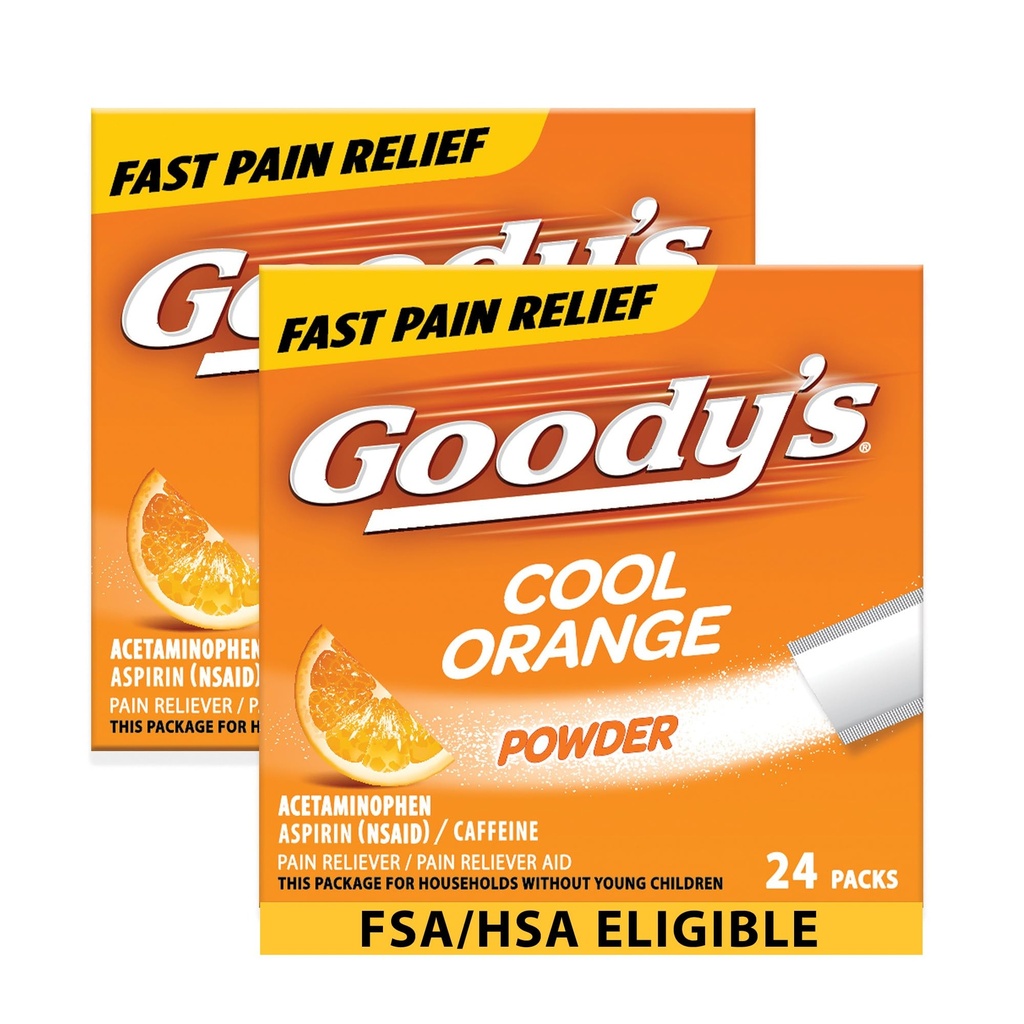 Goodyho extra sila Bolesť hlavy prášok, Cool Orange Chuť Rozpustiť balenia, 24 Jednotlivé balenia (2 balenia)