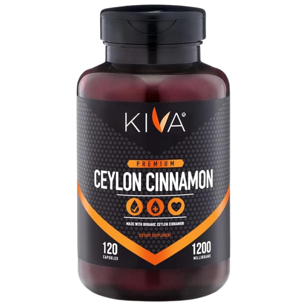 Kiva Premium Ceylon Ceylonic Powder Kapsule (120 Veggie Capsules), Pure Ceylonic Carmon from Sri Lanka, Vegan, Non-GMO, Gluten-Free