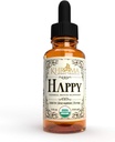 Happy Organic Mood Supplement - od Khroma Herbs - 30 Služieb - vyrobené v USA - balené v sklenenej fľaši